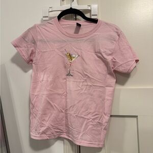 Pink Graphic T-Shirt with Martini Design